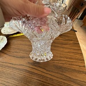 Vintage crystal  basket with bird design